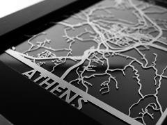 Athens - Stainless Steel Map - 5"x7"