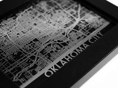 Oklahoma City - Stainless Steel Map - 5"x7"