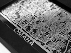 Omaha - Stainless Steel Map - 5"x7"