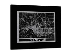Evansville - Stainless Steel Map - 11"x14"