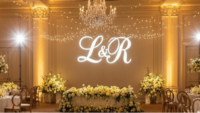 Wedding monogram gobo projection example