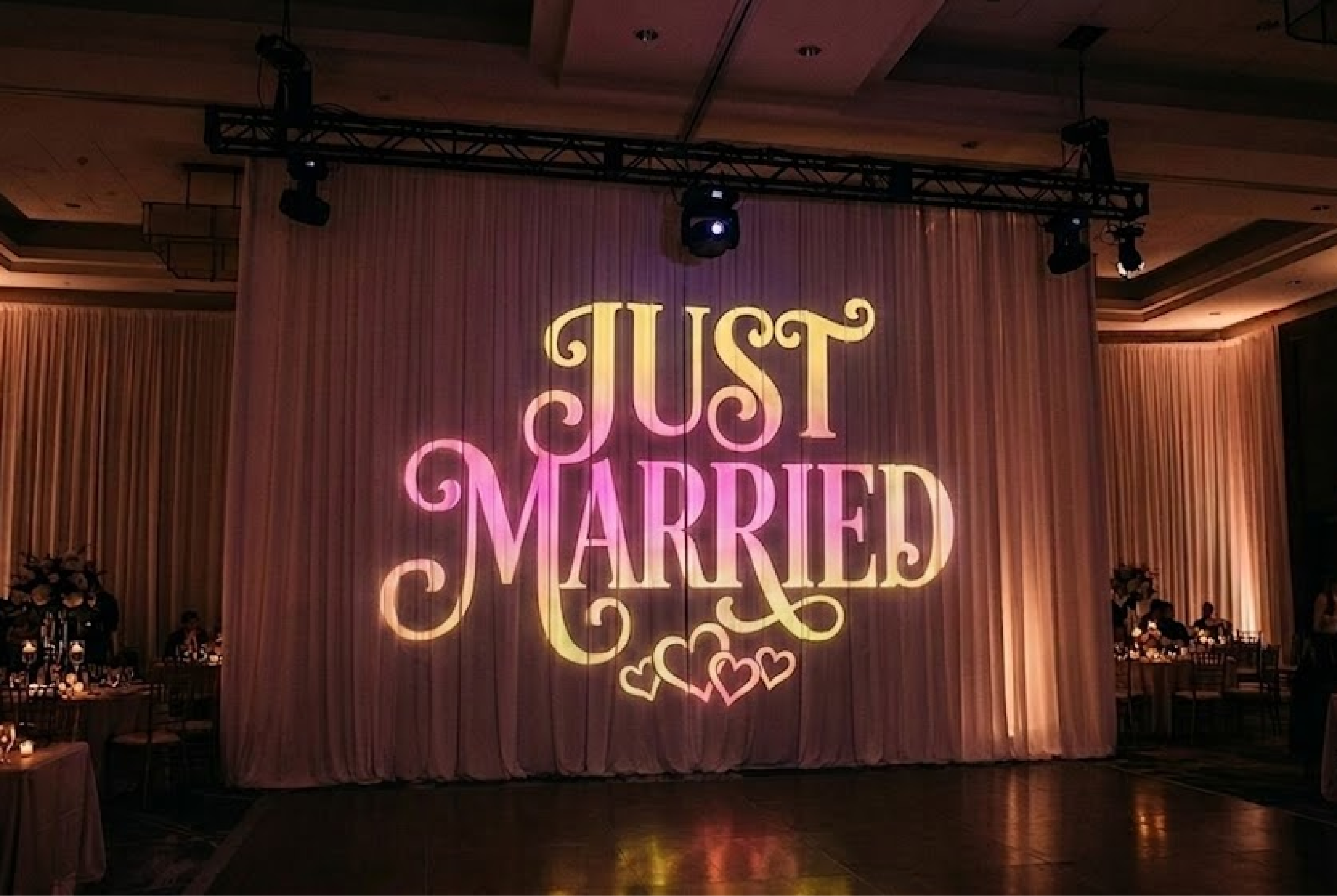 Full-color "Just Married" gobo projection example