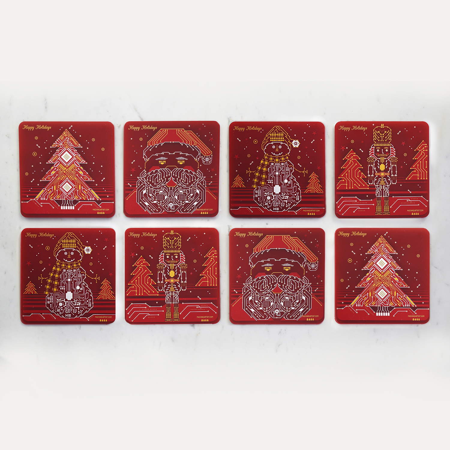 Pcb coaster christmas set 8 a