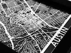 Austin - Stainless Steel Map - 5"x7"