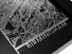Birmingham, Alabama - Stainless Steel Map - 5"x7"