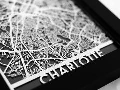 Charlotte - Stainless Steel Map - 5"x7"