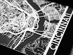 Cincinnati - Stainless Steel Map - 5"x7"