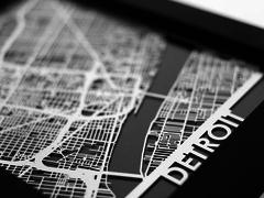 Detroit - Stainless Steel Map - 5"x7"