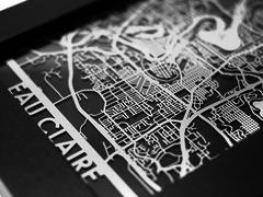 Eau Claire - Stainless Steel Map - 5"x7" 