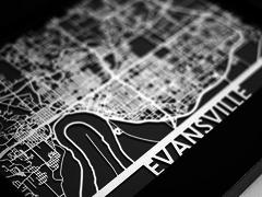 Evansville - Stainless Steel Map - 5"x7"