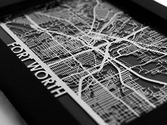 Fort Worth - Stainless Steel Map - 5"x7"