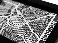 Houston - Stainless Steel Map - 5"x7"