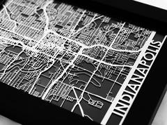 Indianapolis - Stainless Steel Map - 5"x7"
