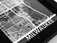 Milwaukee - Stainless Steel Map - 5"x7"