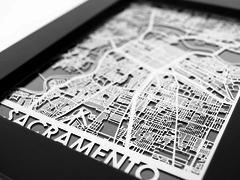 Sacramento - Stainless Steel Map - 5"x7"