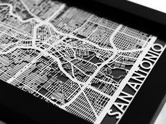 San Antonio - Stainless Steel Map - 5"x7"