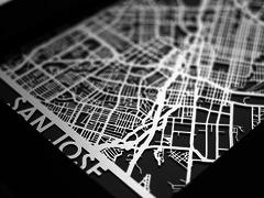 San Jose - Stainless Steel Map - 5"x7"