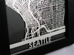 Seattle - Stainless Steel Map - 5"x7"