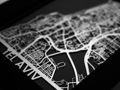 Tel Aviv - Stainless Steel Map - 5"x7"