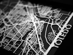 Toledo - Stainless Steel Map - 5"x7"