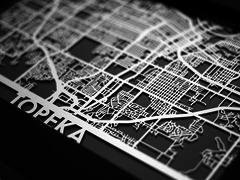 Topeka - Stainless Steel Map - 5"x7"