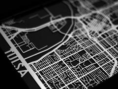 Tulsa - Stainless Steel Map - 5"x7"