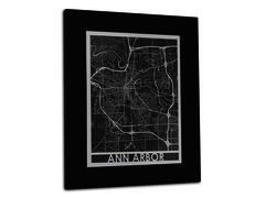 Ann Arbor - Stainless Steel Map - 11"x14"