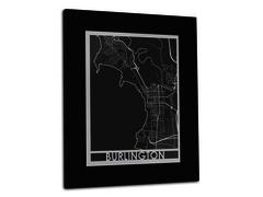Burlington VT - Stainless Steel Map - 11"x14"