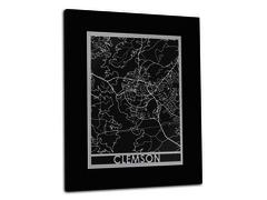 Clemson - Stainless Steel Map - 11"x14"