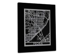 Peoria - Stainless Steel Map - 11"x14"